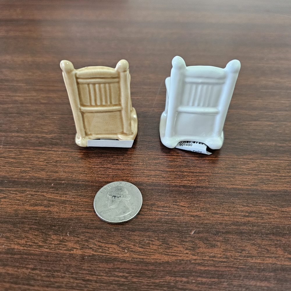 Miniature Rocking Chair Salt and Pepper Shakers - Tan and White - Picture 3 of 4